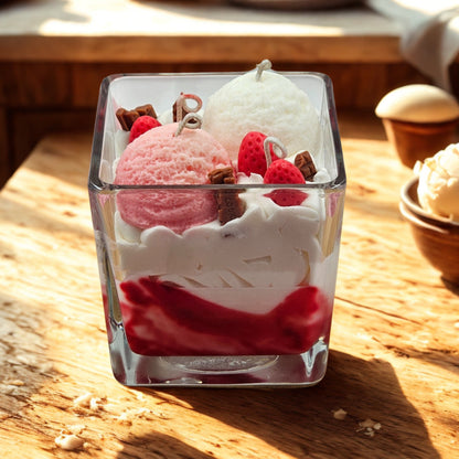 Eis-Dessertkerze mit Erdbeereen