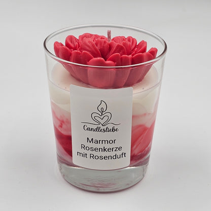 Marmor Rosenkerze mit Rosenduft