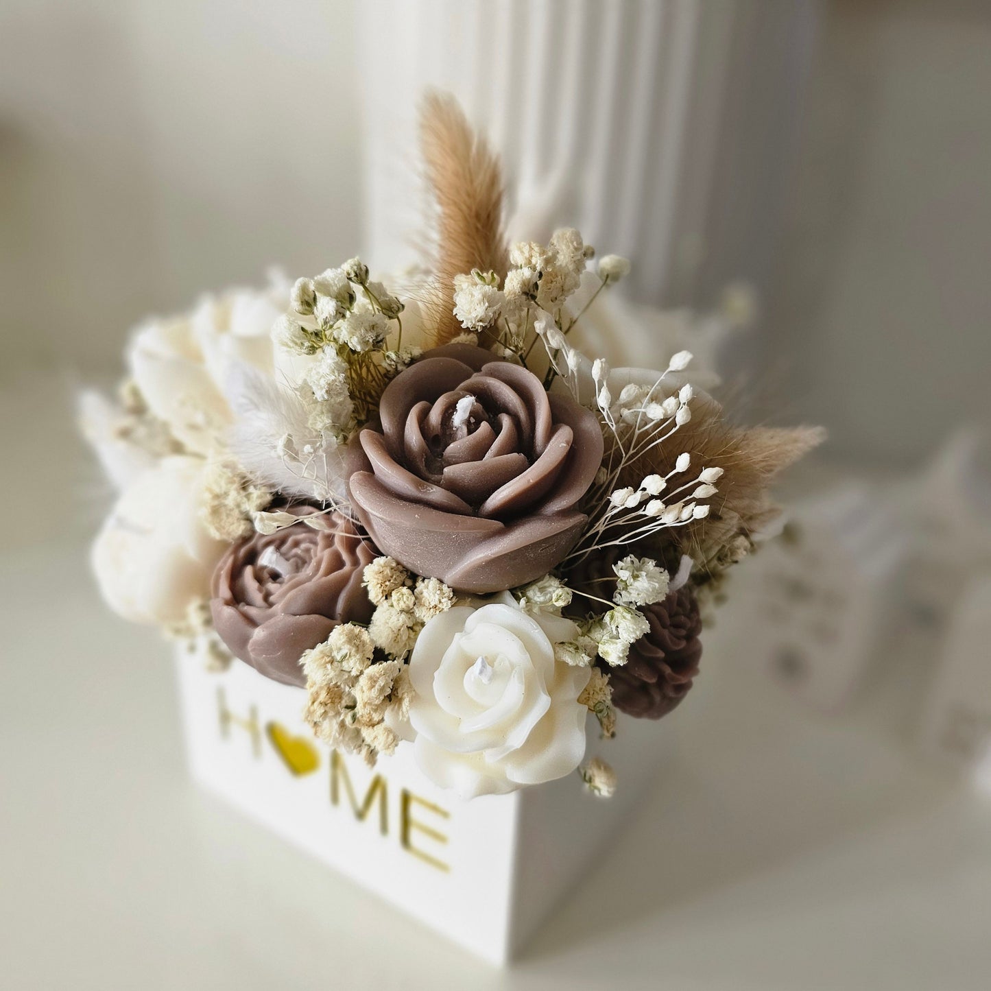 Handgemachter Kerzenstrauß aus Rapswachs mit Rosen Duft in 2 Farben