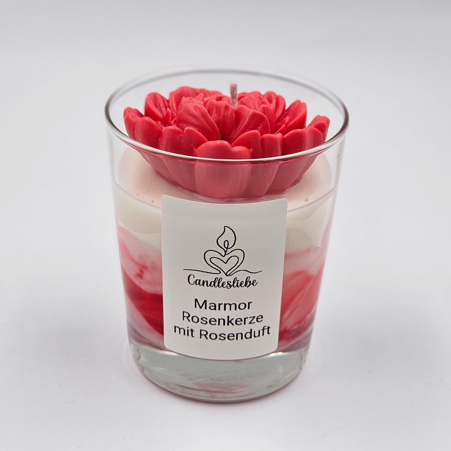 Marmor Rosenkerze mit Rosenduft