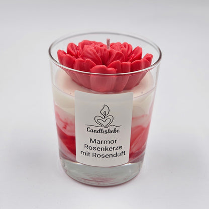 Marmor Rosenkerze mit Rosenduft