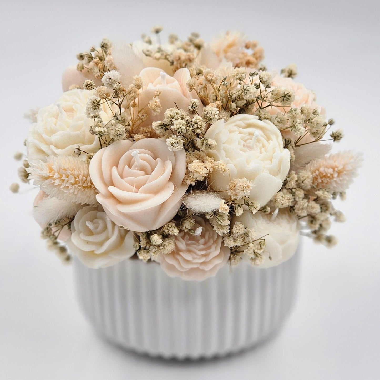 Kerzen-Blumenstrauß mit Duft in Weiß/Creme