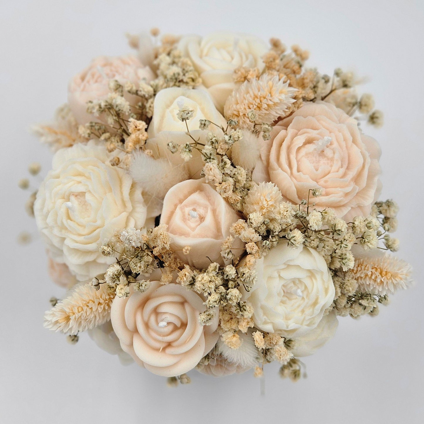 Kerzen-Blumenstrauß mit Duft in Weiß/Creme