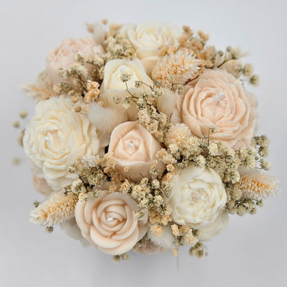 Kerzen-Blumenstrauß mit Duft in Weiß/Creme