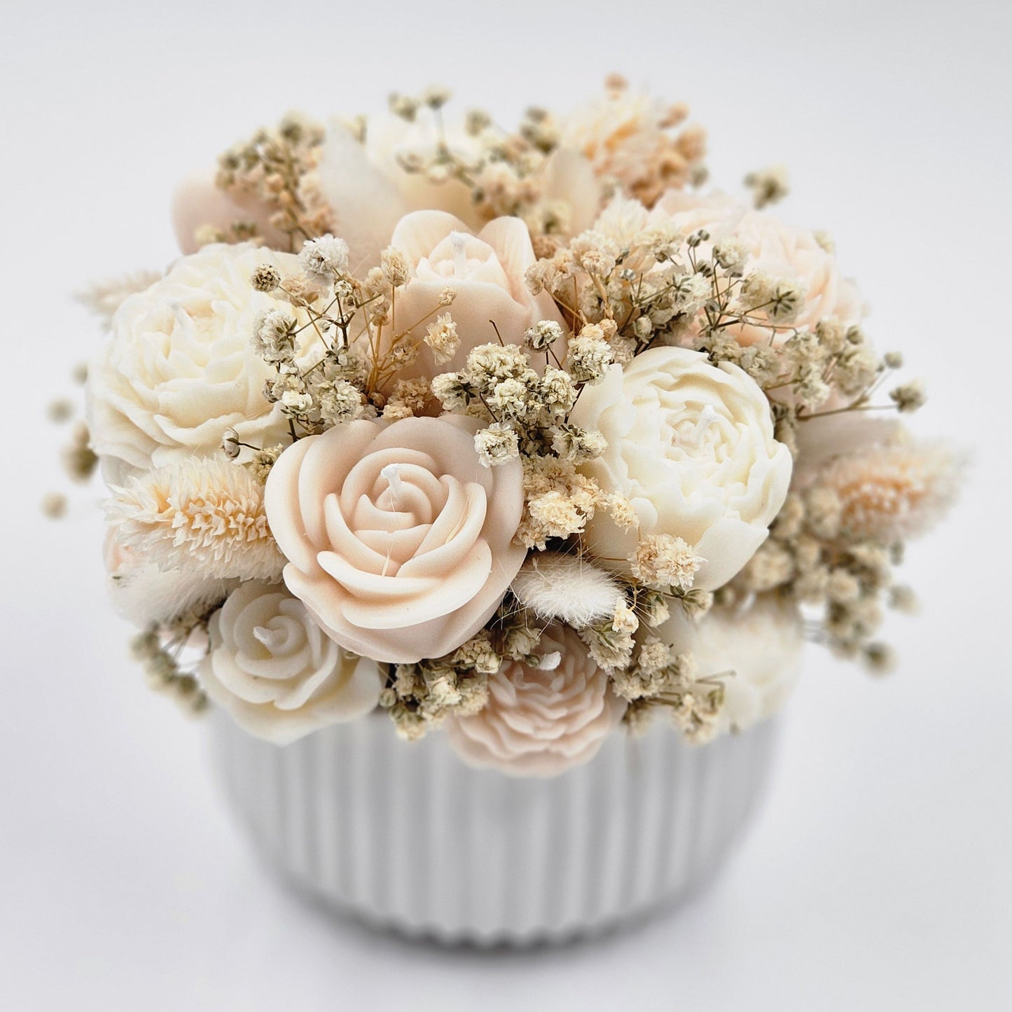 Kerzen-Blumenstrauß mit Duft in Weiß/Creme