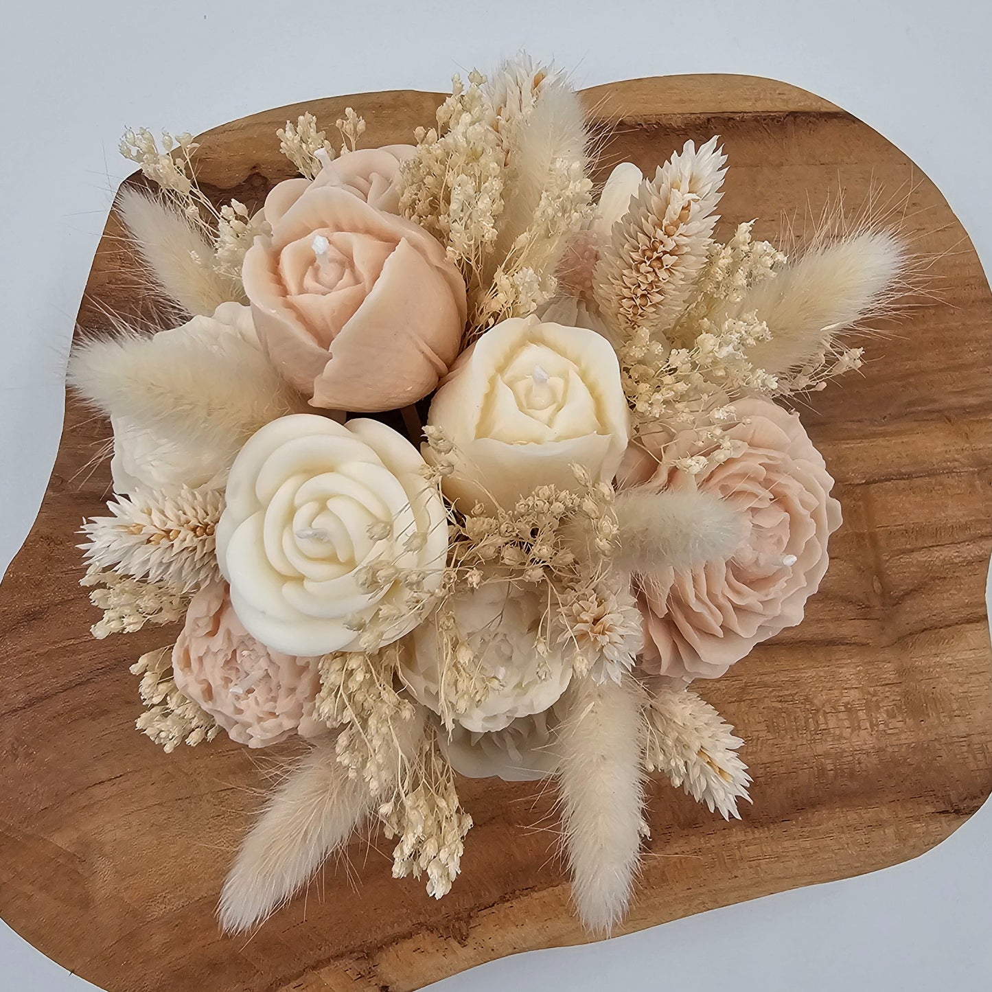 Kerzen-Blumenstrauß mit Duft in Weiß/Creme