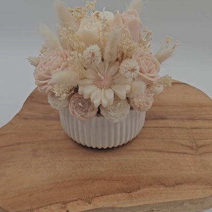 Kerzen-Blumenstrauß mit Duft in Weiß/Creme